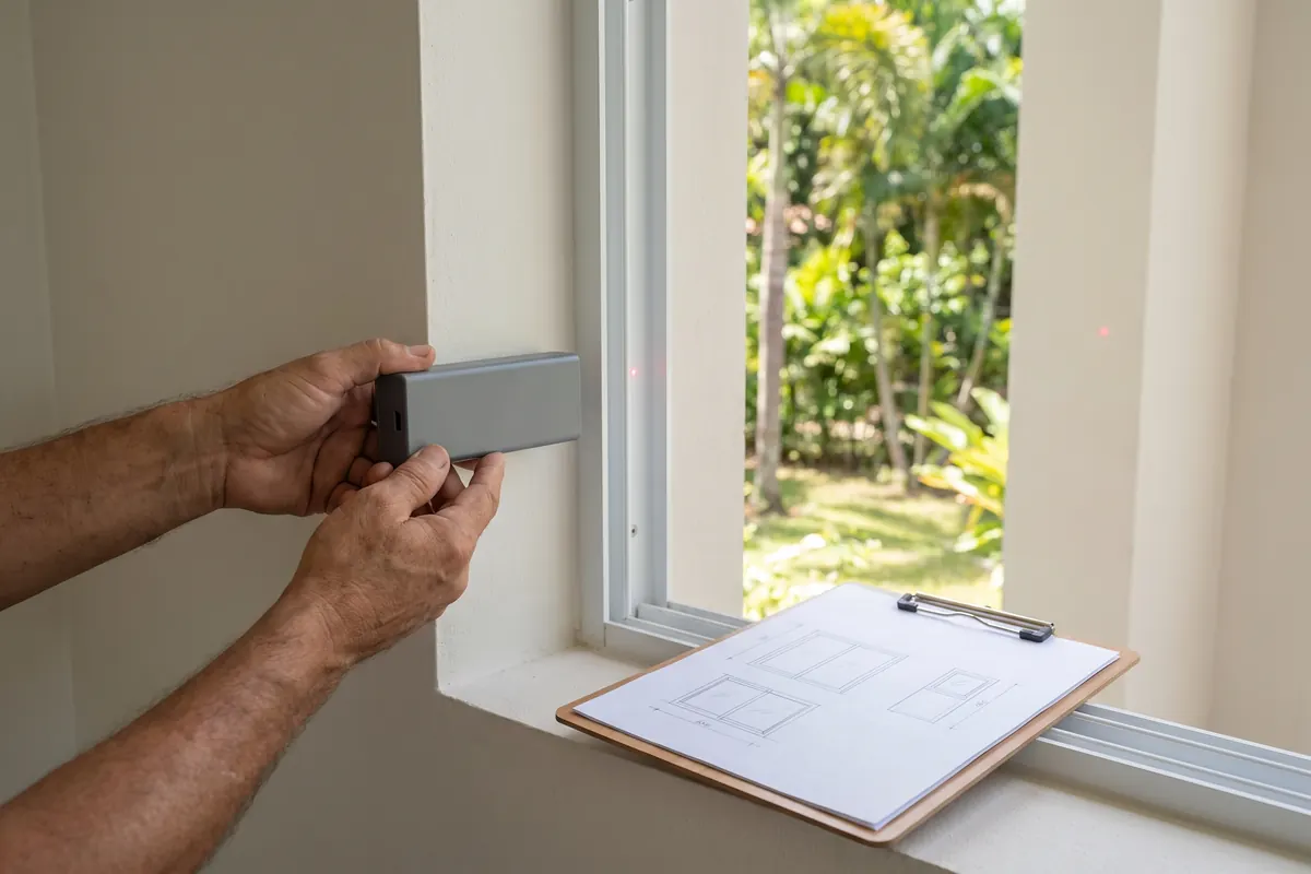 Measuring a window opening during a free home survey